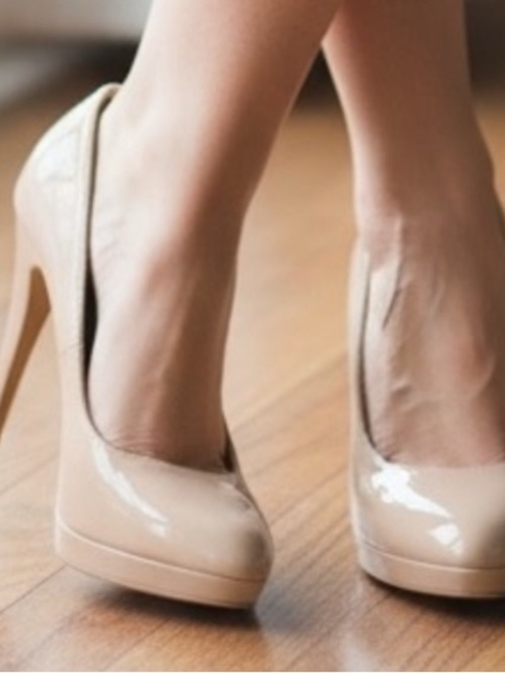 Elle Nude Patent Platform High Heels